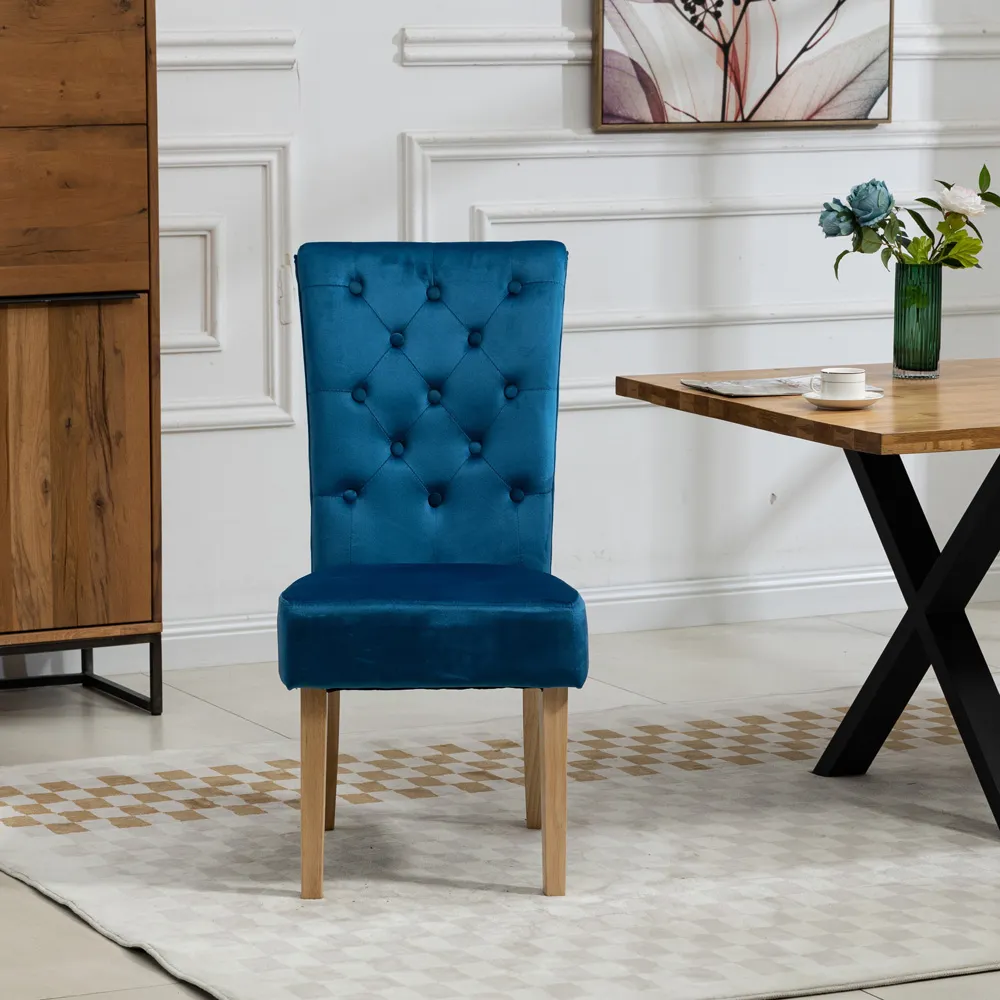Pienza Set of 2 Dining Chairs - Blue, Velvet