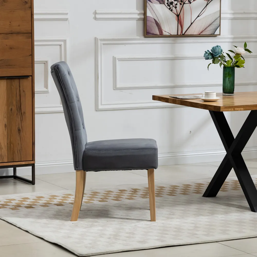 Pienza Set of 2 Dining Chairs - Grey, Velvet