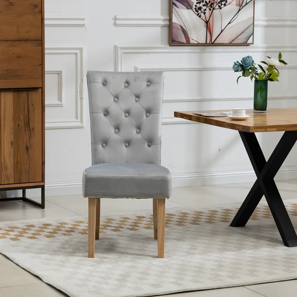 Pienza Set of 2 Dining Chairs - Silver, Velvet