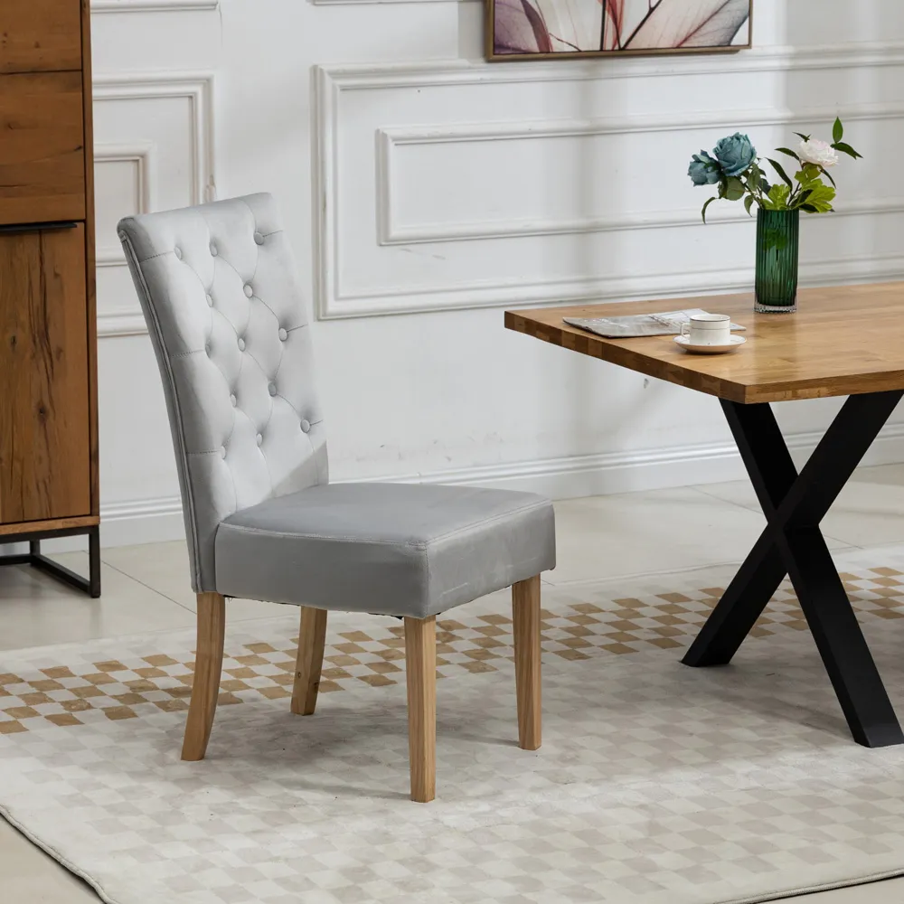 Pienza Set of 2 Dining Chairs - Silver, Velvet