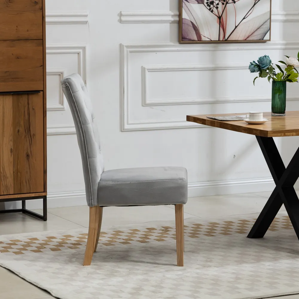 Pienza Set of 2 Dining Chairs - Silver, Velvet