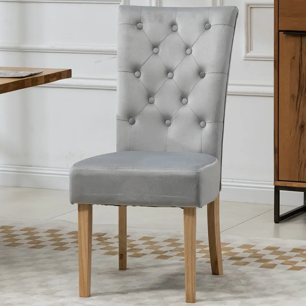 Pienza Set of 2 Dining Chairs - Silver, Velvet