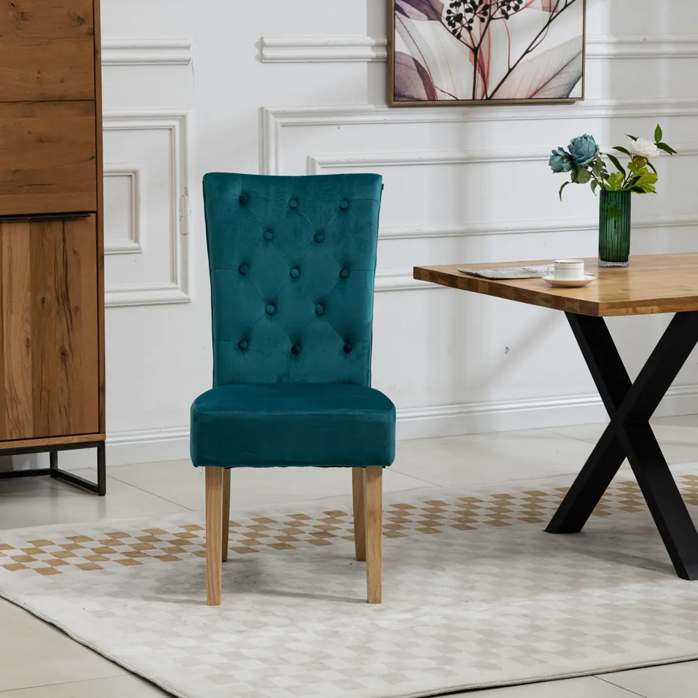 Pienza Set of 2 Dining Chairs - Teal, Velvet