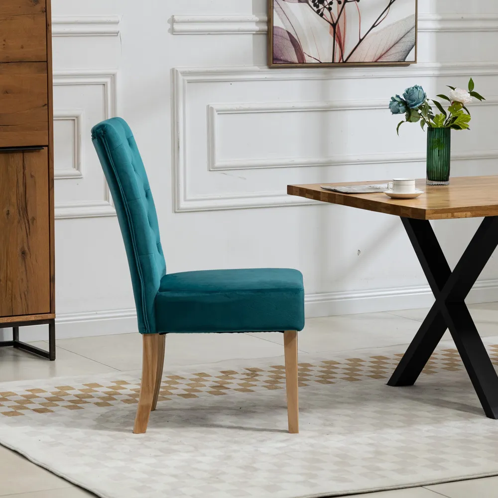 Pienza Set of 2 Dining Chairs - Teal, Velvet