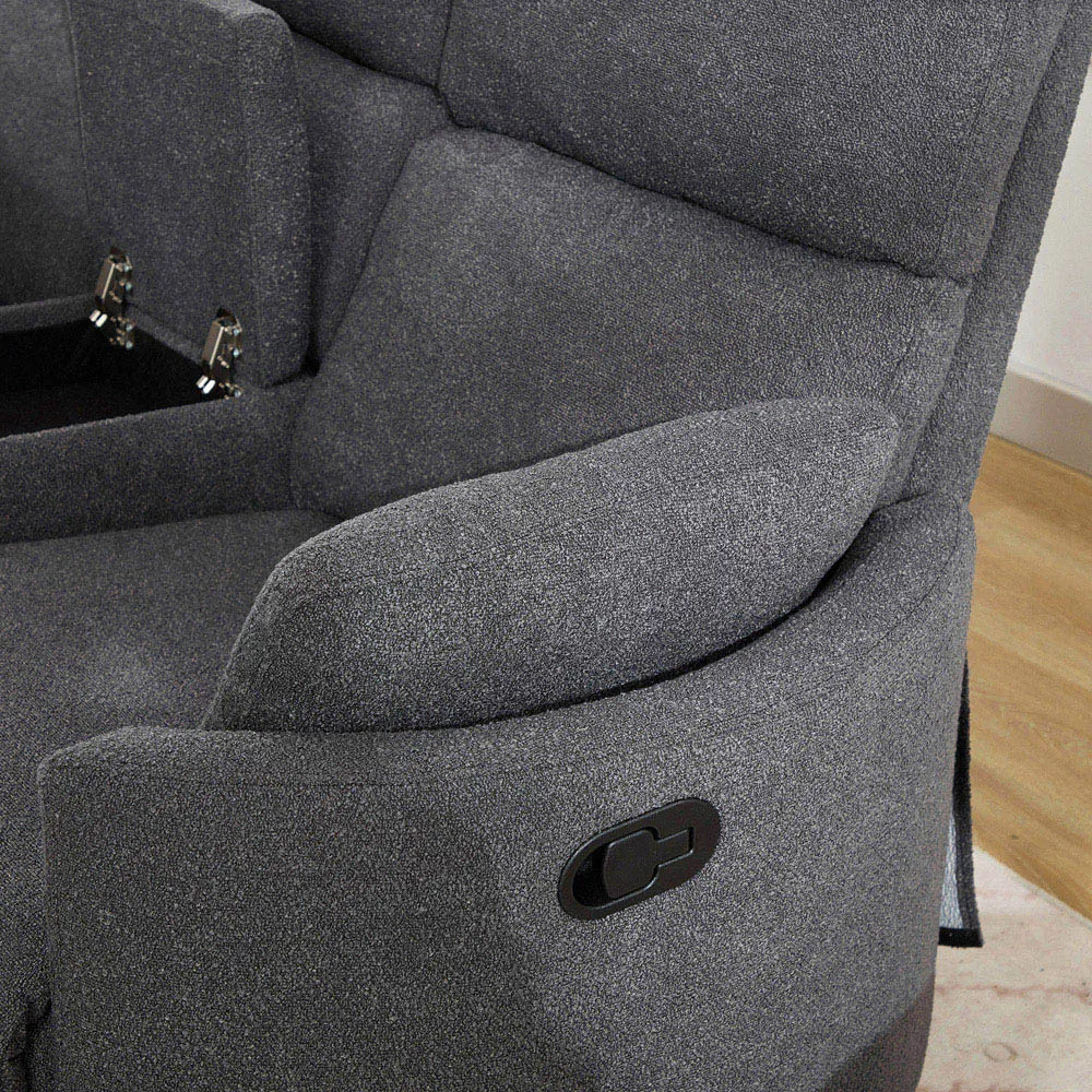 Powell 2-Seater Recliner Sofa with Console - Dark Grey, Boucle