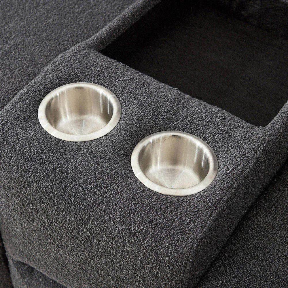 Powell 2-Seater Recliner Sofa with Console - Dark Grey, Boucle