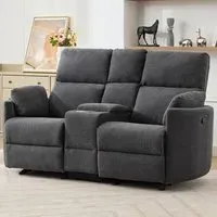 Powell 2-Seater Recliner Sofa with Console - Dark Grey, Boucle