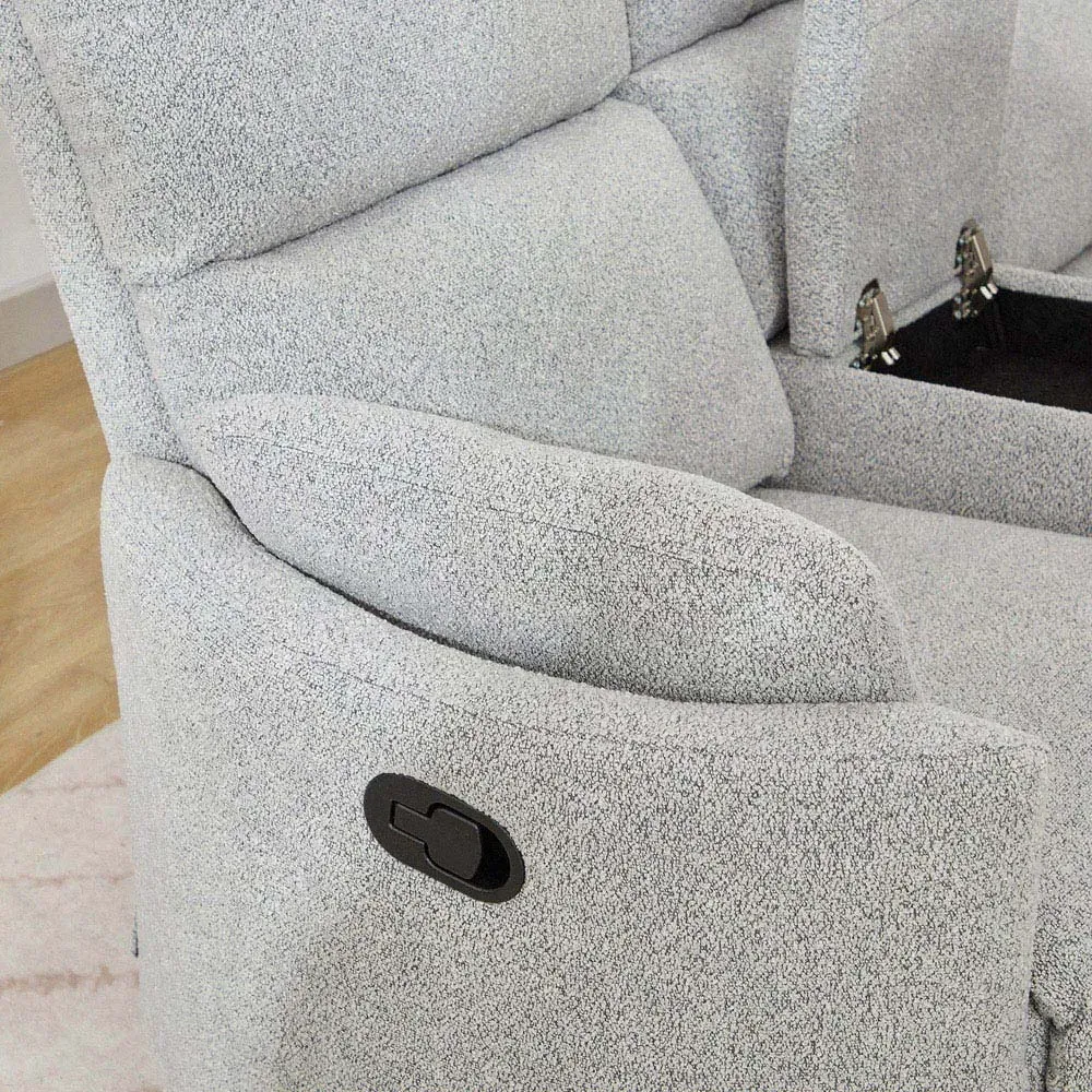Powell 2-Seater Recliner Sofa with Console - Light Grey, Boucle