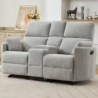 Powell 2-Seater Recliner Sofa with Console - Light Grey, Boucle