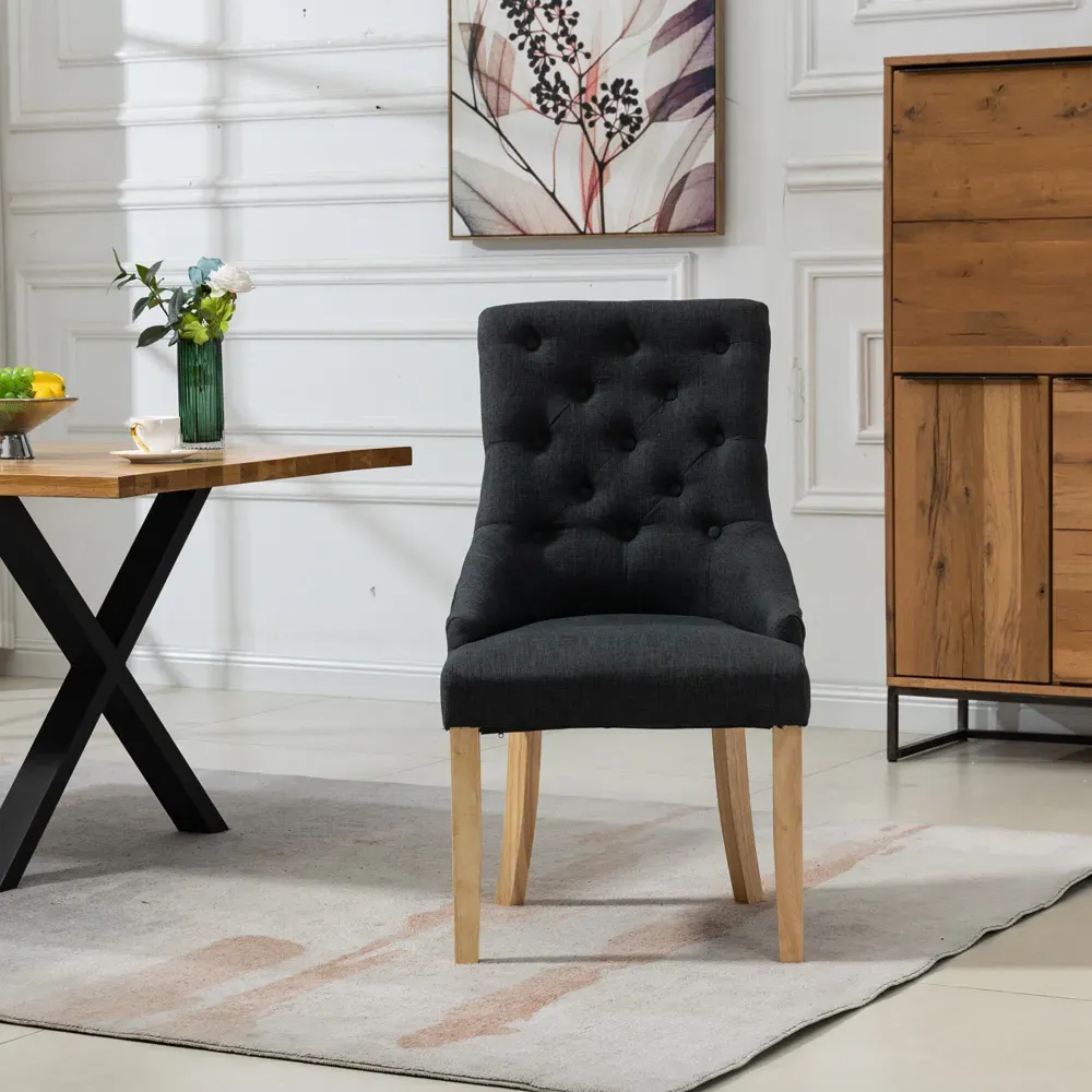 Ravenna Set of 2 Dining Chairs - Black, Fabric