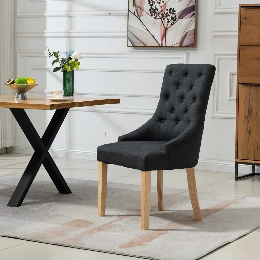 Ravenna Set of 2 Dining Chairs - Black, Fabric