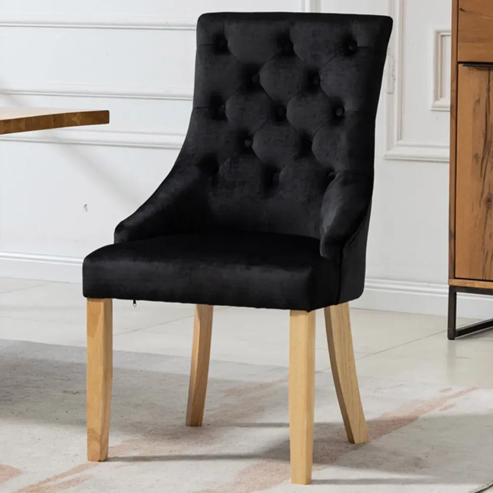 Ravenna Set of 2 Dining Chairs - Black, Velvet