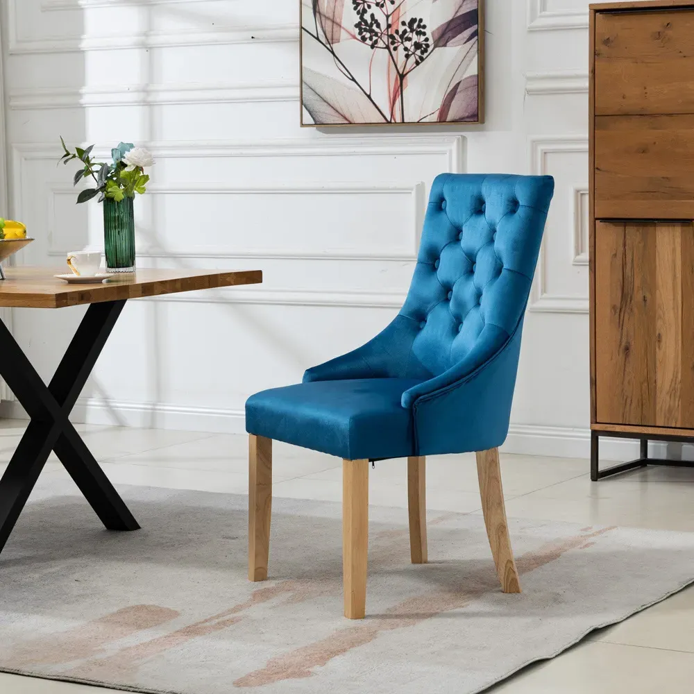 Ravenna Set of 2 Dining Chairs - Blue, Velvet