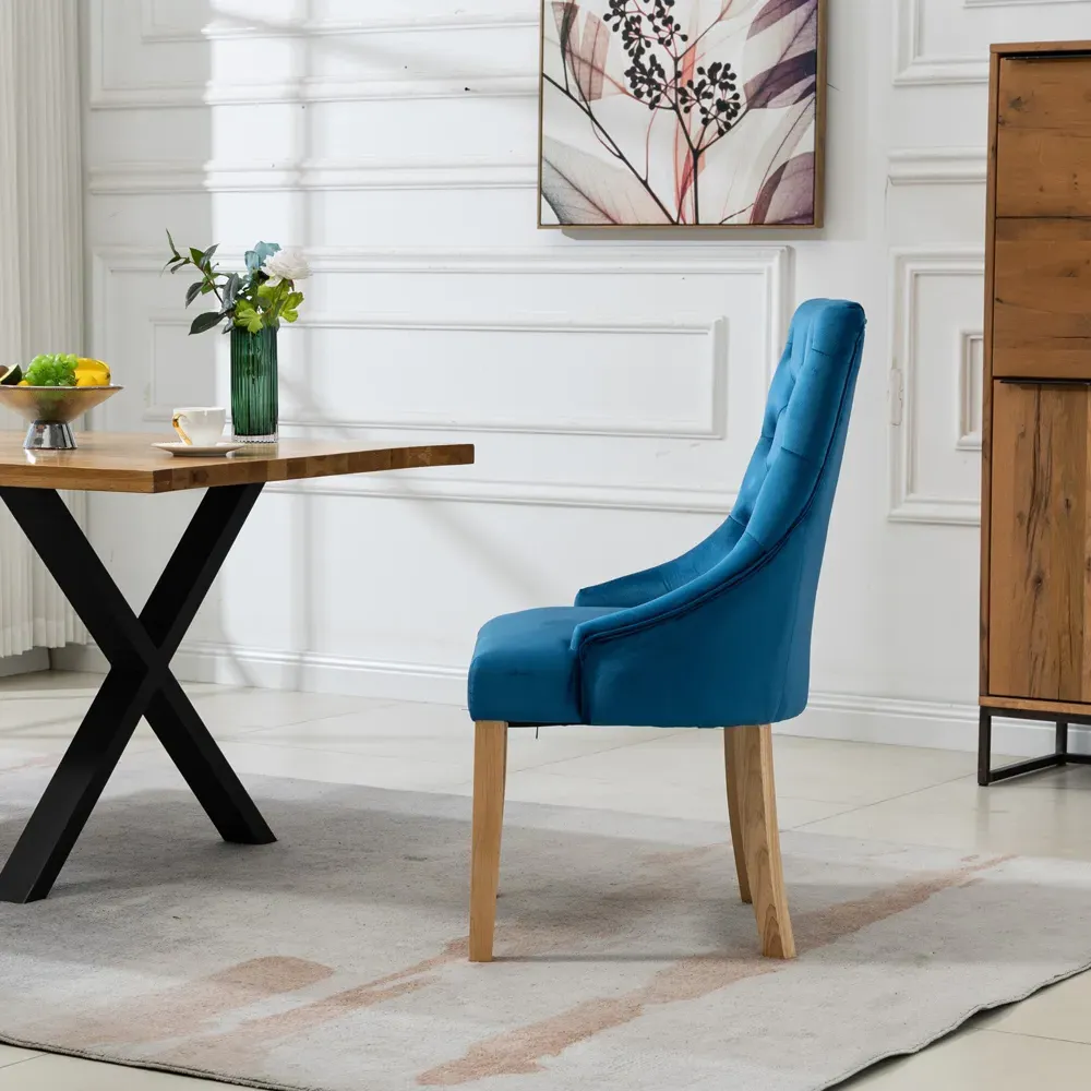 Ravenna Set of 2 Dining Chairs - Blue, Velvet