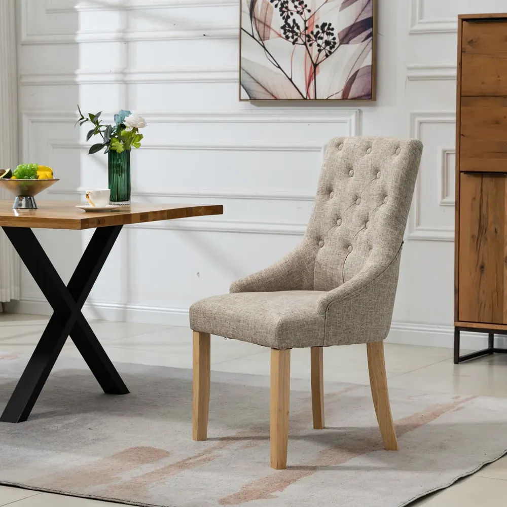 Ravenna Set of 2 Dining Chairs - Brown, Fabric