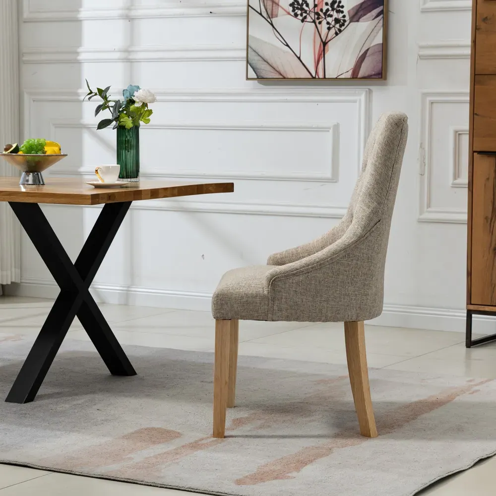 Ravenna Set of 2 Dining Chairs - Brown, Fabric