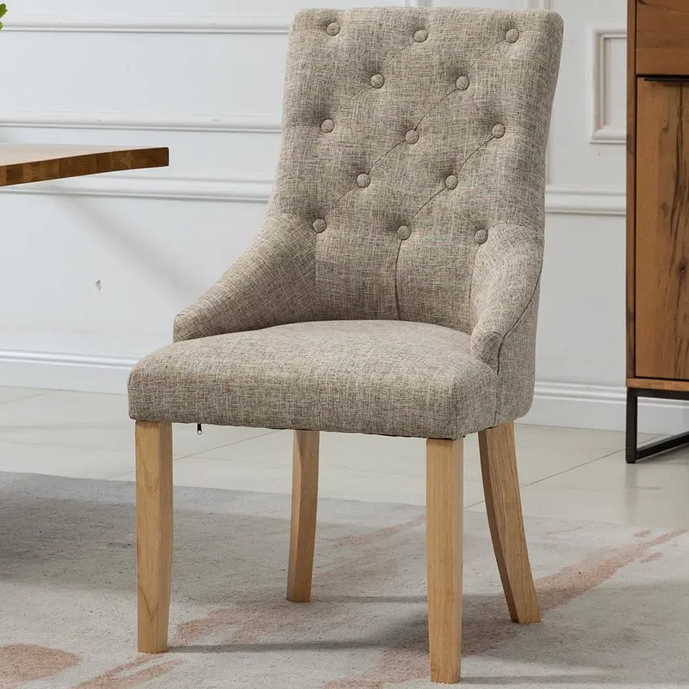 Ravenna Set of 2 Dining Chairs - Brown, Fabric