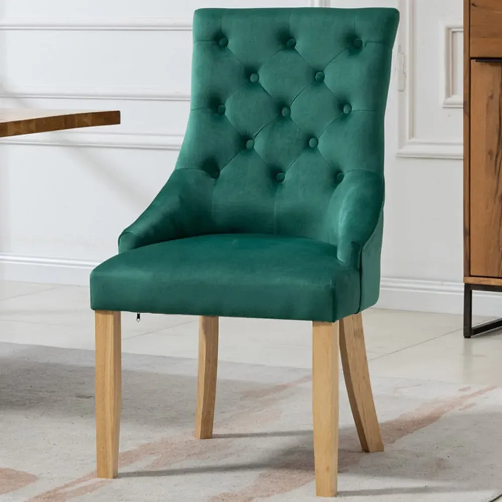 Ravenna Set of 2 Dining Chairs - Green, Velvet