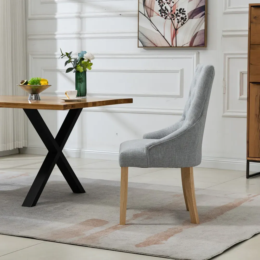 Ravenna Set of 2 Dining Chairs - Grey, Fabric