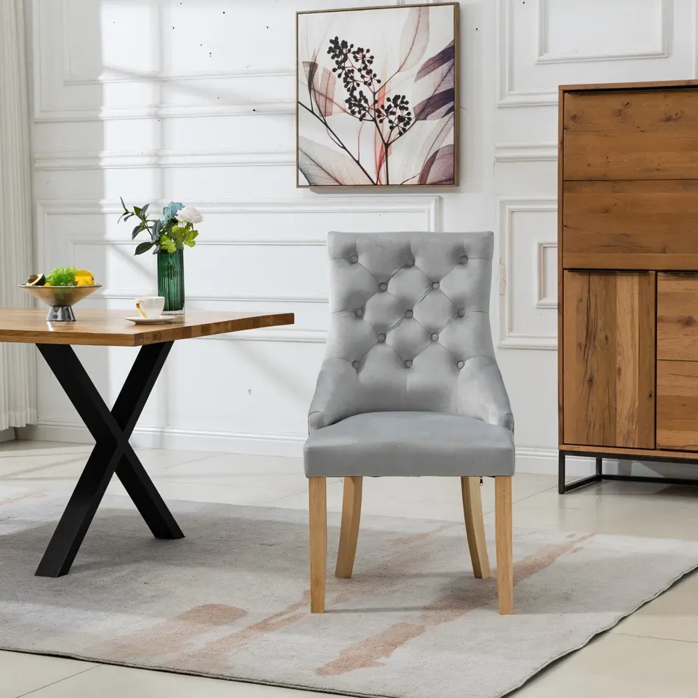 Ravenna Set of 2 Dining Chairs - Silver, Velvet