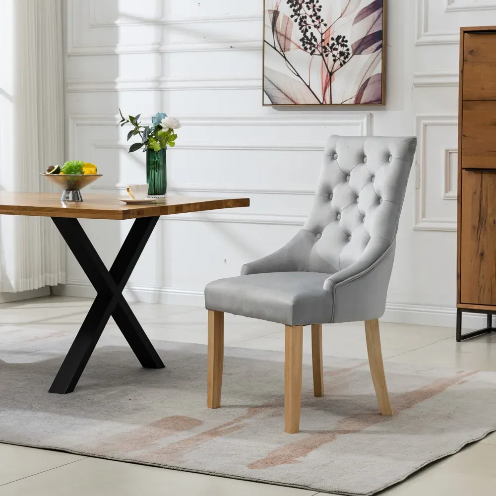 Ravenna Set of 2 Dining Chairs - Silver, Velvet