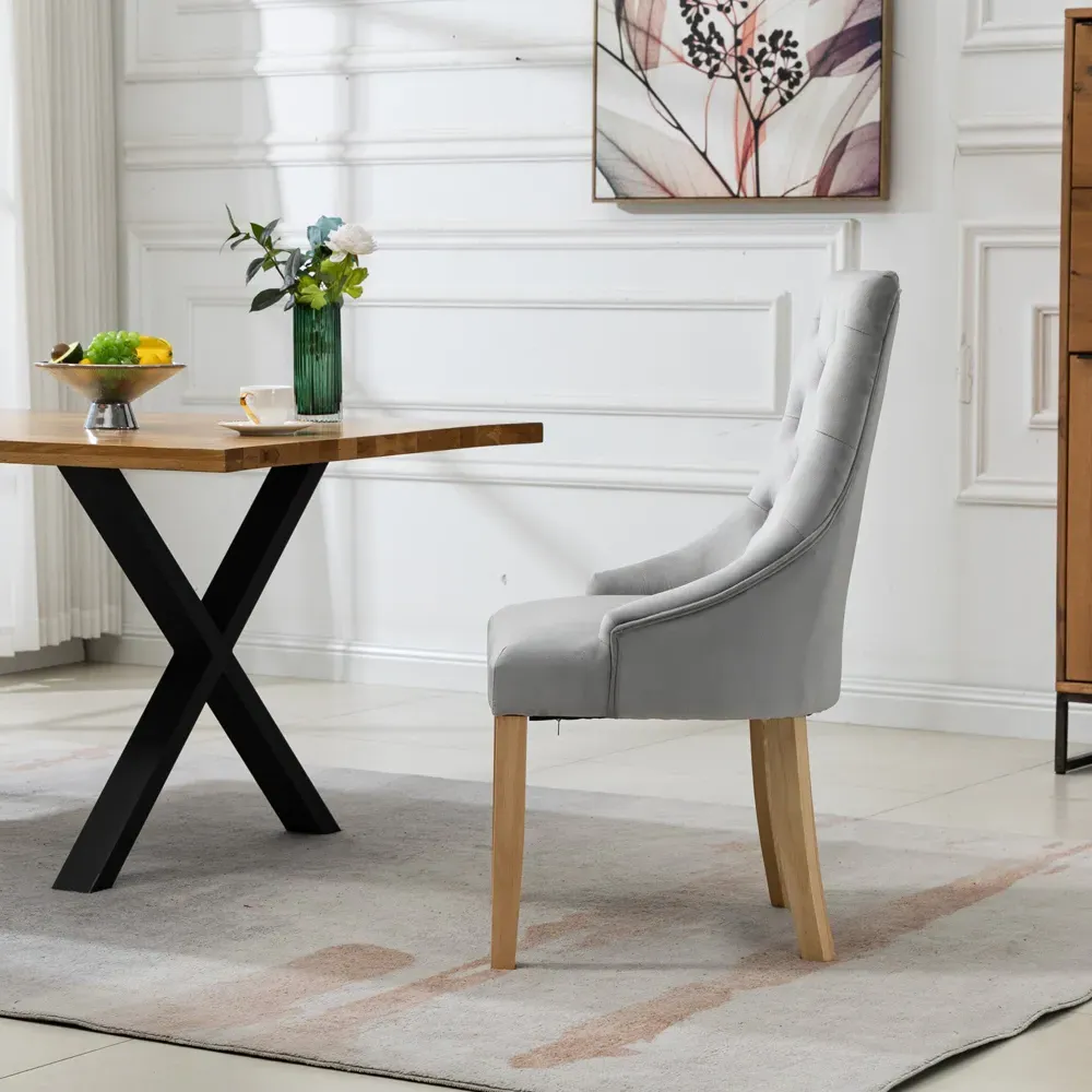 Ravenna Set of 2 Dining Chairs - Silver, Velvet