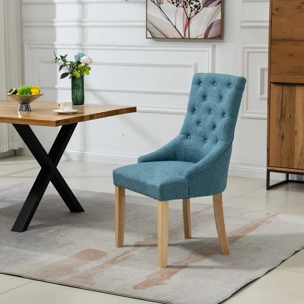 Ravenna Set of 2 Dining Chairs - Teal, Fabric