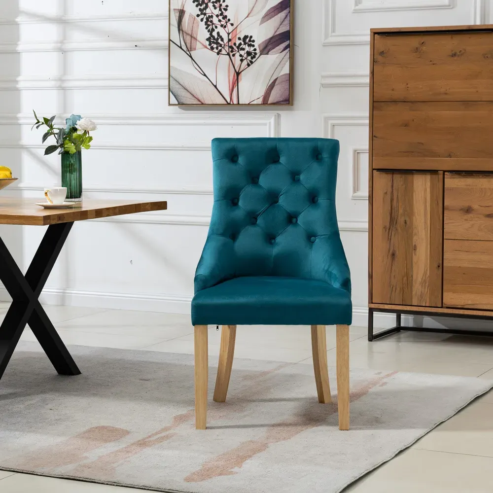 Ravenna Set of 2 Dining Chairs - Teal, Velvet