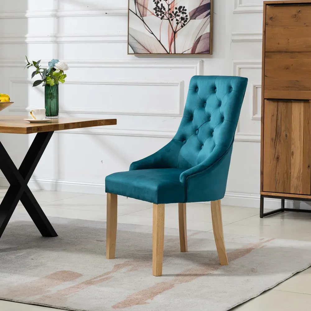 Ravenna Set of 2 Dining Chairs - Teal, Velvet