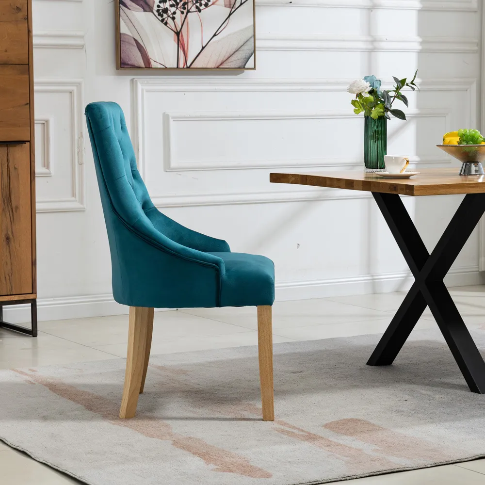 Ravenna Set of 2 Dining Chairs - Teal, Velvet