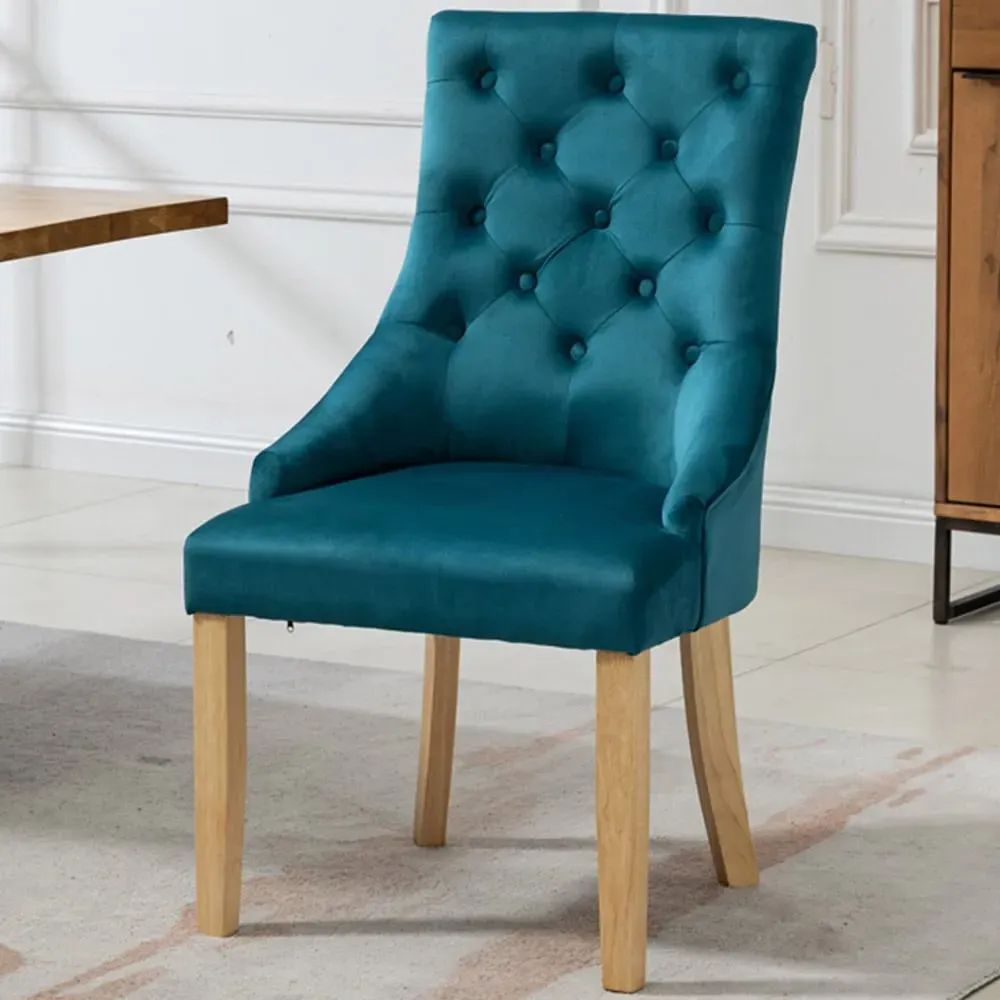 Ravenna Set of 2 Dining Chairs - Teal, Velvet