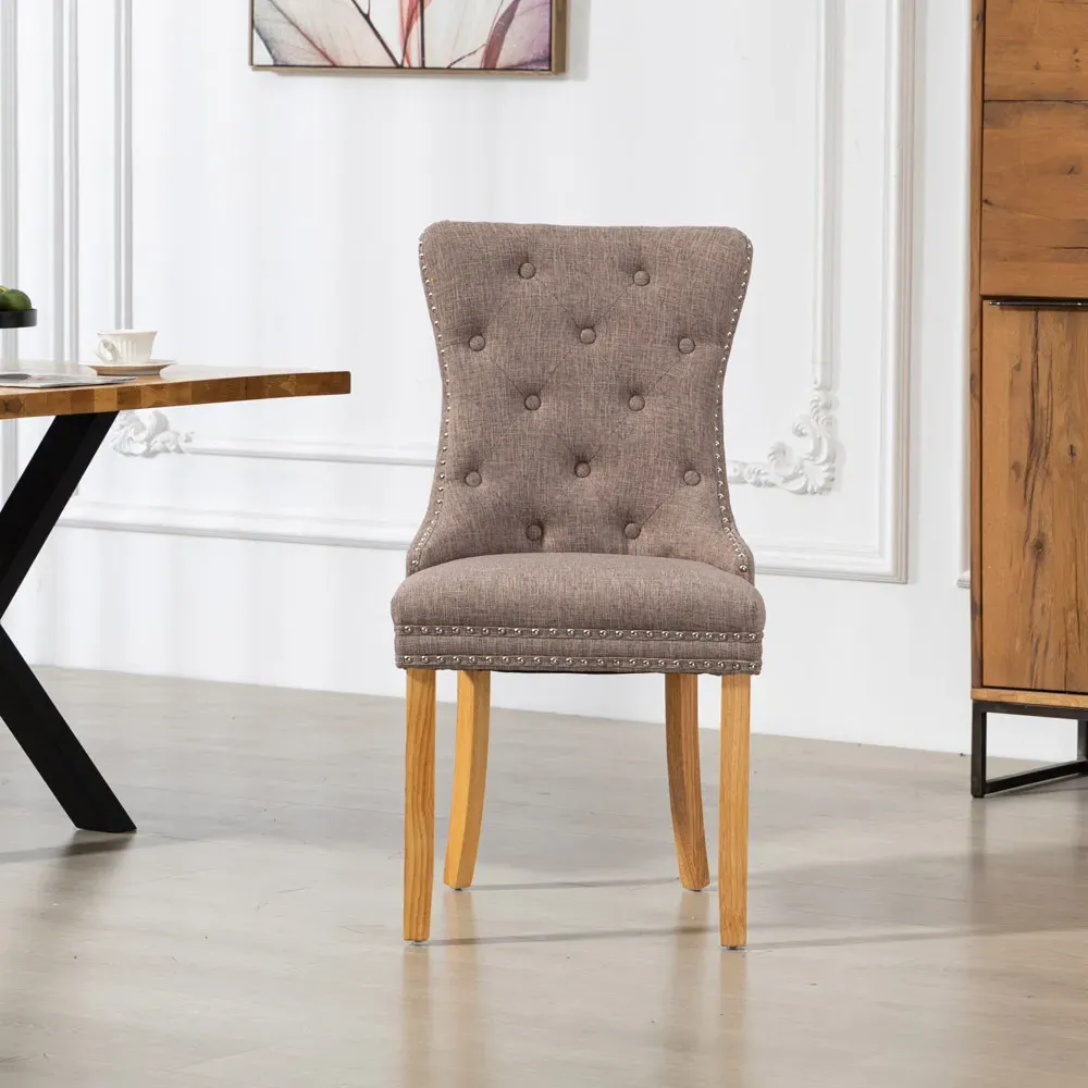 Rezzato Set of 2 Dining Chairs - Dark Brown, Fabric