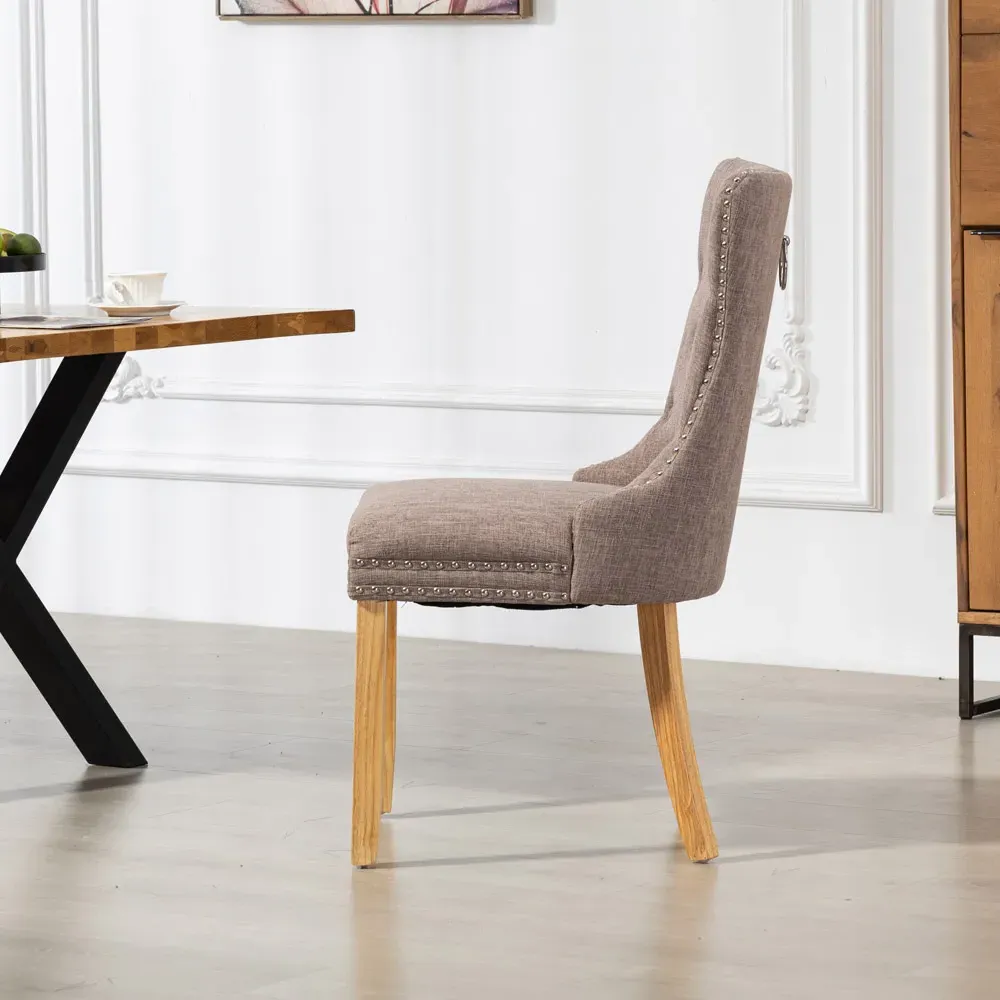 Rezzato Set of 2 Dining Chairs - Dark Brown, Fabric