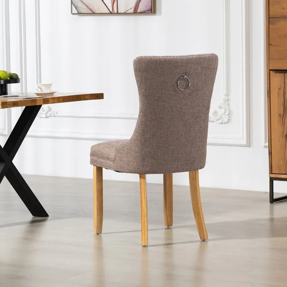 Rezzato Set of 2 Dining Chairs - Dark Brown, Fabric