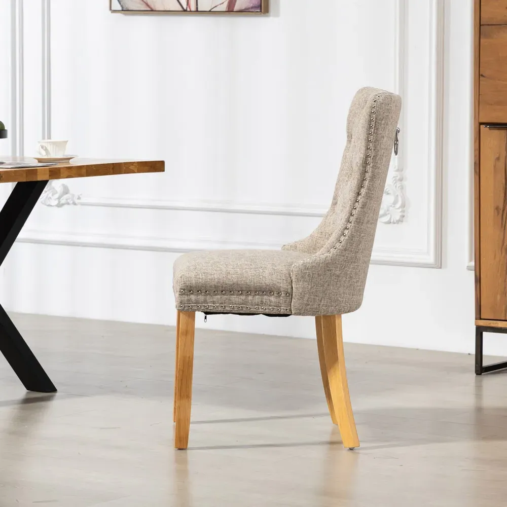 Rezzato Set of 2 Dining Chairs - Light Brown, Fabric