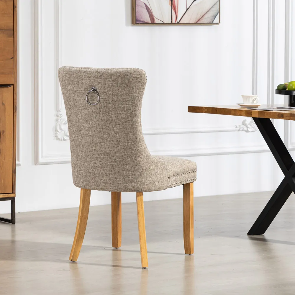 Rezzato Set of 2 Dining Chairs - Light Brown, Fabric