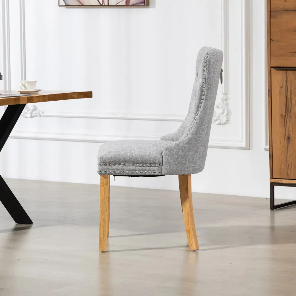 Rezzato Set of 2 Dining Chairs - Light Grey, Fabric