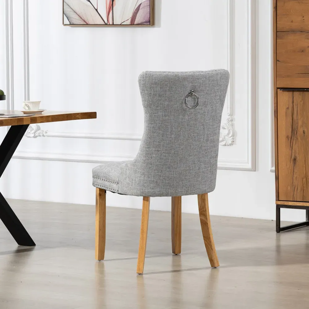 Rezzato Set of 2 Dining Chairs - Light Grey, Fabric