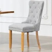 Rezzato Set of 2 Dining Chairs - Light Grey, Fabric