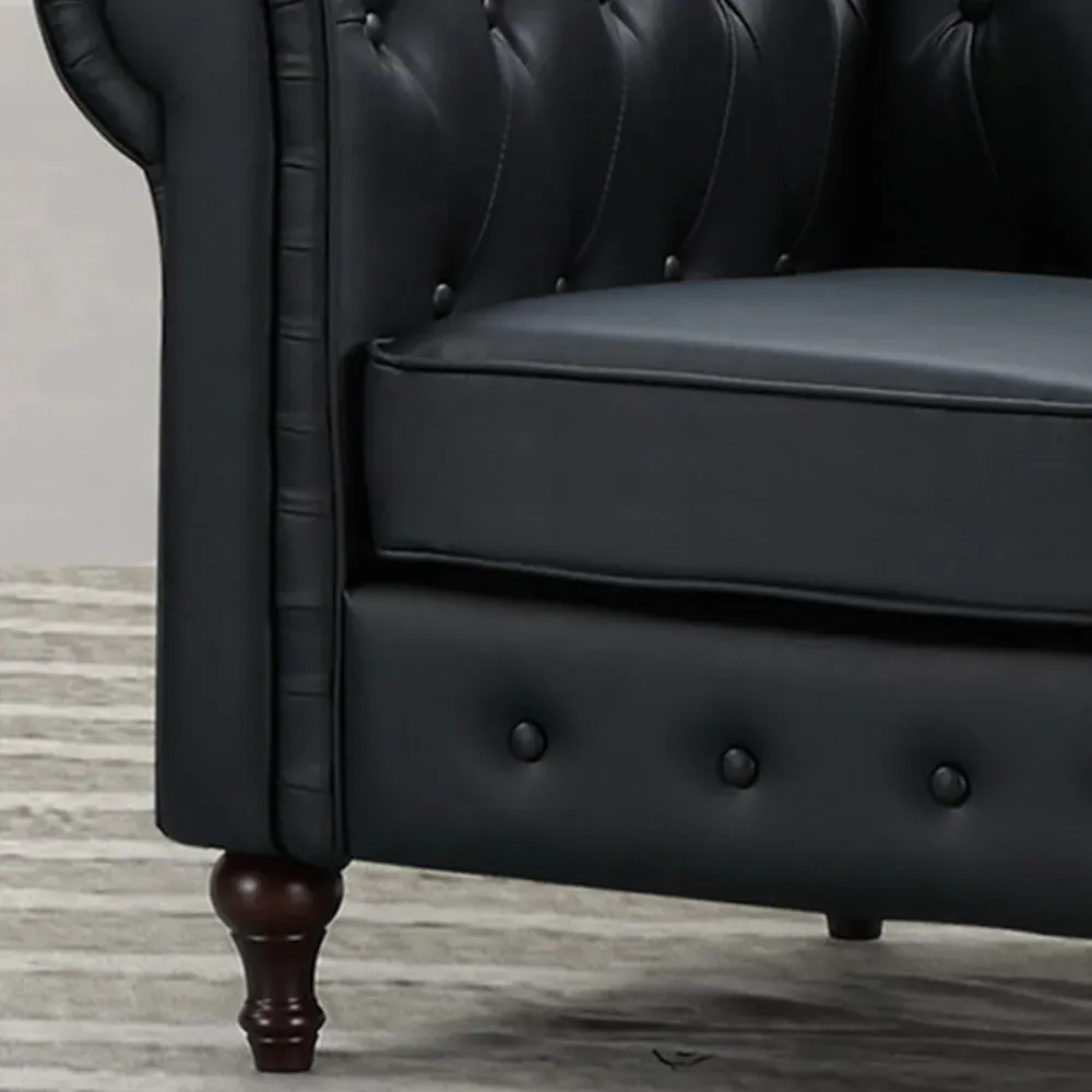 Richland 2-Seater Chesterfield Sofa - Black, Leather
