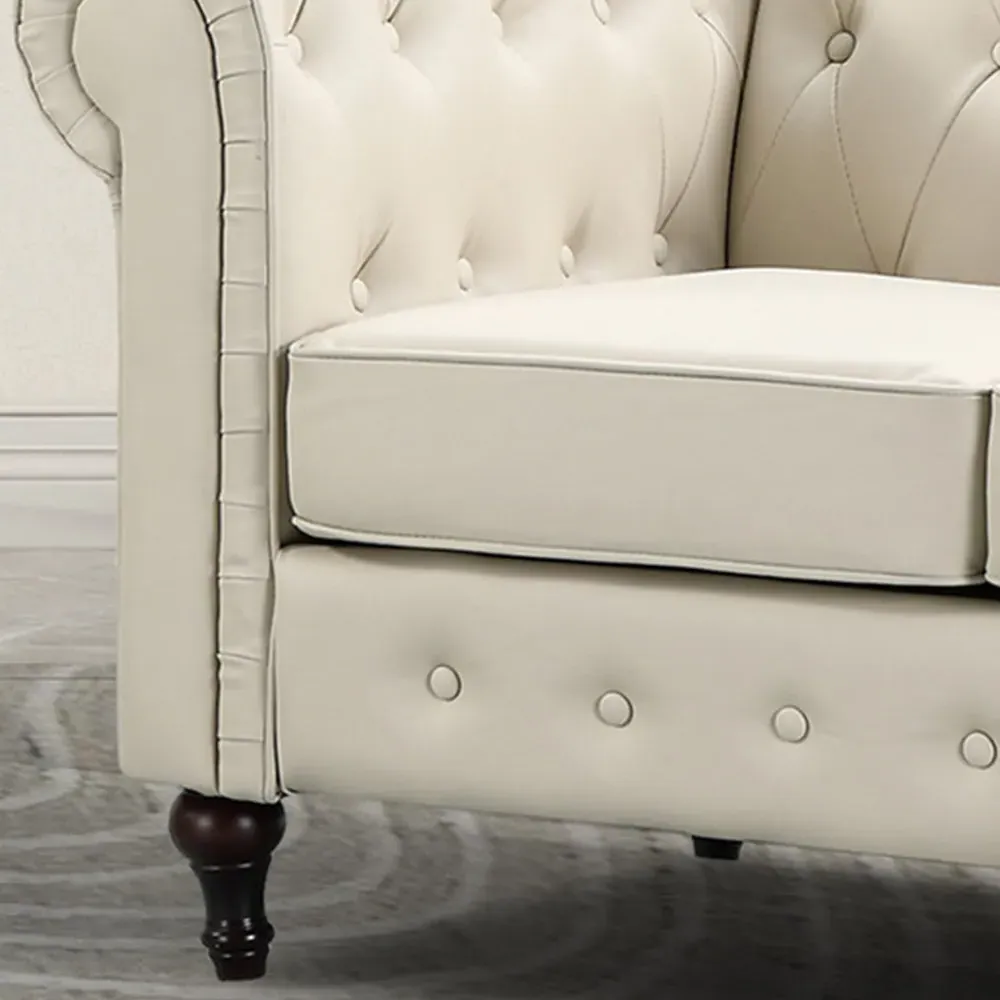 Richland 2-Seater Chesterfield Sofa - Cream, Leather