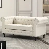 Richland 2-Seater Chesterfield Sofa - Cream, Leather