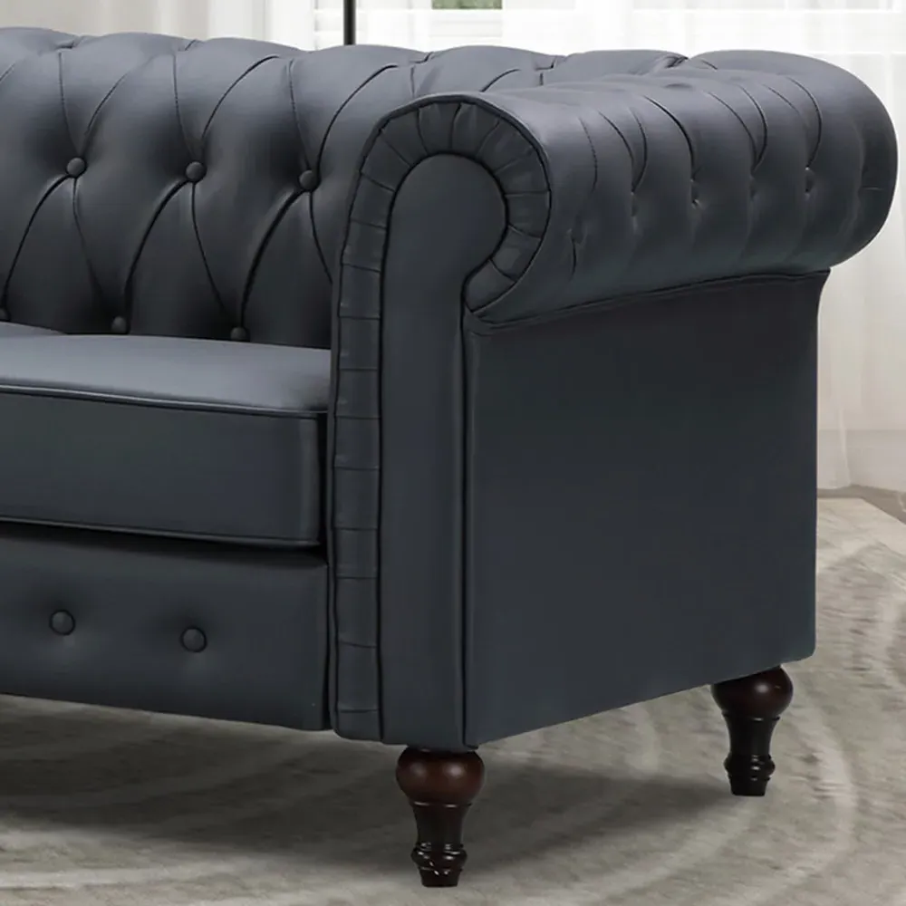 Richland 2-Seater Chesterfield Sofa - Grey, Leather