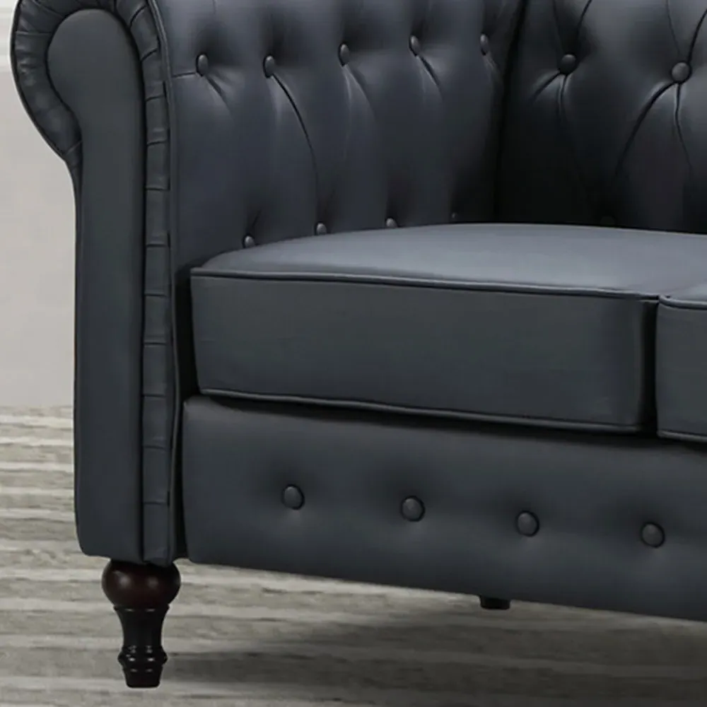 Richland 2-Seater Chesterfield Sofa - Grey, Leather