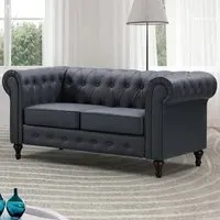 Richland 2-Seater Chesterfield Sofa - Grey, Leather