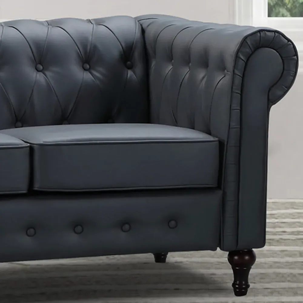 Richland 3-Seater Chesterfield Sofa - Grey, Leather