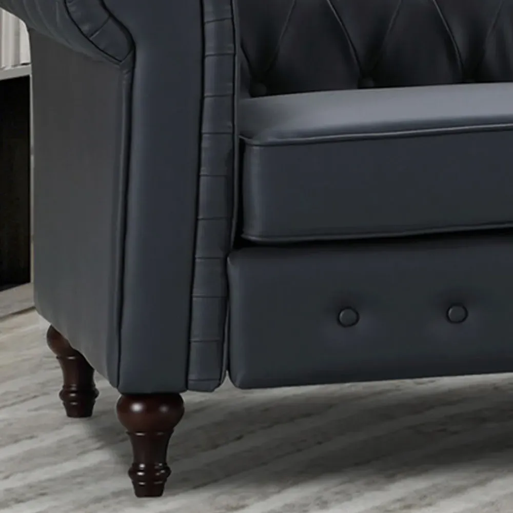 Richland 3-Seater Chesterfield Sofa - Grey, Leather