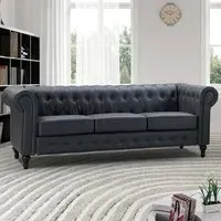 Richland 3-Seater Chesterfield Sofa - Grey, Leather