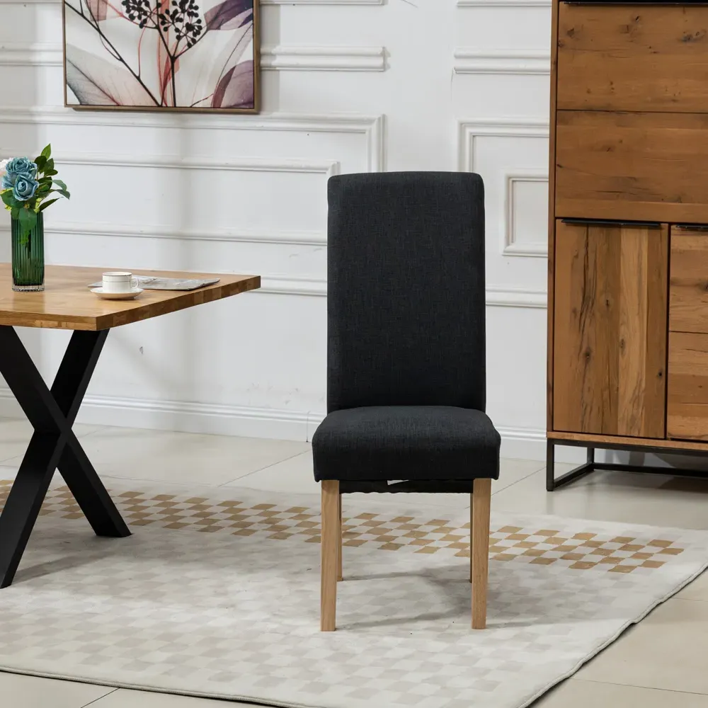 Rimini Set of 2 Dining Chairs - Black, Fabric