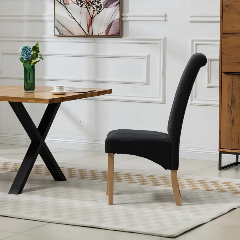 Rimini Set of 2 Dining Chairs - Black, Fabric